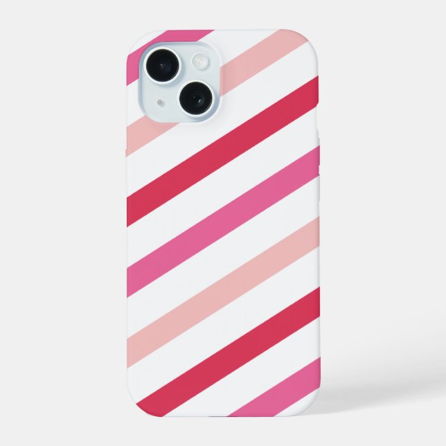 Sweet Pink Candy Stripes Pattern Valentine's Day Iphone Case (Back)