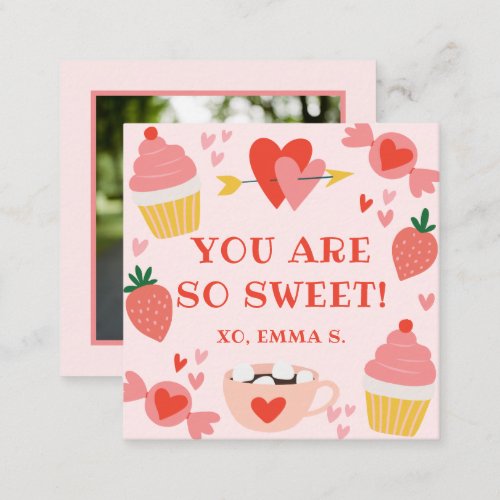 Sweet Pink Candy Valentines Classroom Photo Card