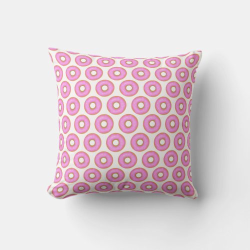 Sweet Pink Cartoon Donuts Throw Pillow