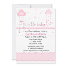 Sweet Pink Clouds and Hearts Baby Shower