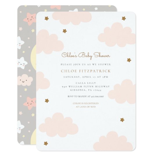 Sweet Pink Clouds Baby Shower Invitation Pink | Zazzle.com