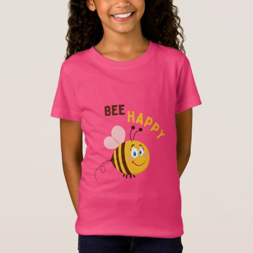 Sweet pink colour tshirt with bee happy 
