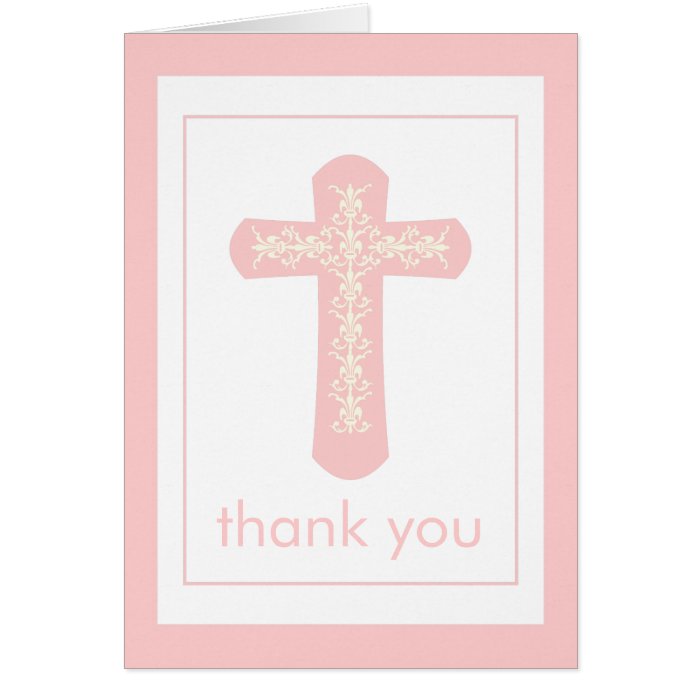 Sweet Pink Cross Thank You Card