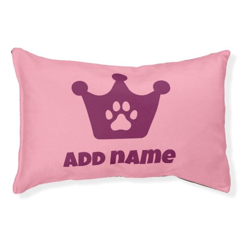 Sweet pink Crown With Paw Custom Name Pet Pet Bed