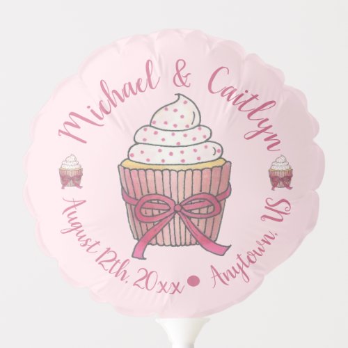 Sweet Pink Cupcake Bridal Baby Shower Celebration Balloon