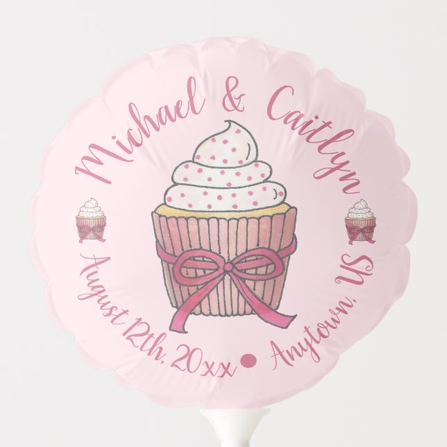 Sweet Pink Cupcake Bridal Baby Shower Celebration Balloon (Front)