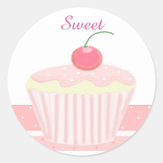 Sweet Pink Cupcake Classic Round Sticker