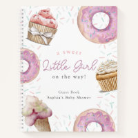 Sweet Pink Cupcake & Donut Baby Shower Guest Book