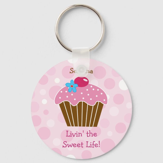 Sweet Pink Cupcake Keychain (Front)