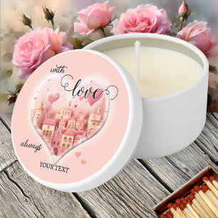Sweet Pink Cute Valentine's Heart Mini Candle Favors