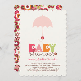 Sweet Pink Daisy Blooms Girl Baby Shower Invite