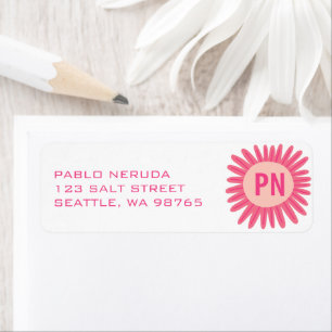 Sweet Pink Daisy CUSTOM INITIALS Mailing Address Label
