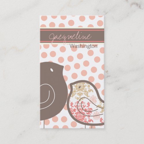 Sweet Pink Damask Chicks Custom Profile Card Business Cards
