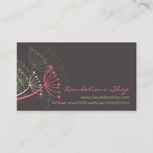 Customizable Pink Sweet Dandelion Flowers Floral Business Card