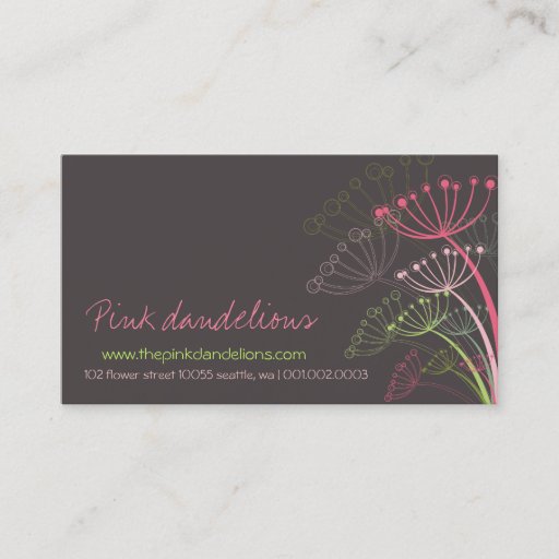 Customizable Sweet Spring Pink Dandelions Flowers Businesscard Business Card Template