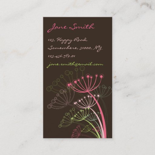 Customizable Sweet Pink Dandelions Flowers Nature Floral Spring Business Card