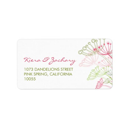 Sweet Pink Dandelions Flower Spring Address Labels