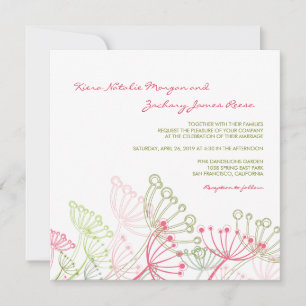 Sweet Pink Dandelions Flower Spring Wedding Invite
