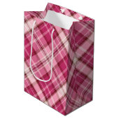 Sweet Pink Diagonal Gingham Plaid Pattern Medium Gift Bag (Front Angled)