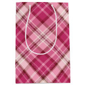 Sweet Pink Diagonal Gingham Plaid Pattern Medium Gift Bag (Front)