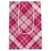Sweet Pink Diagonal Gingham Plaid Pattern Medium Gift Bag (Back)