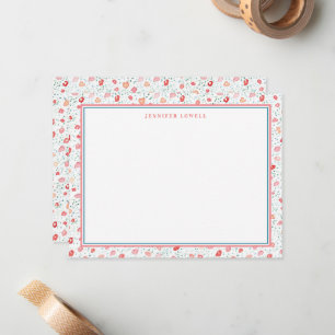 Sweet Pink Ditsy Floral Personal Stationery Note Card