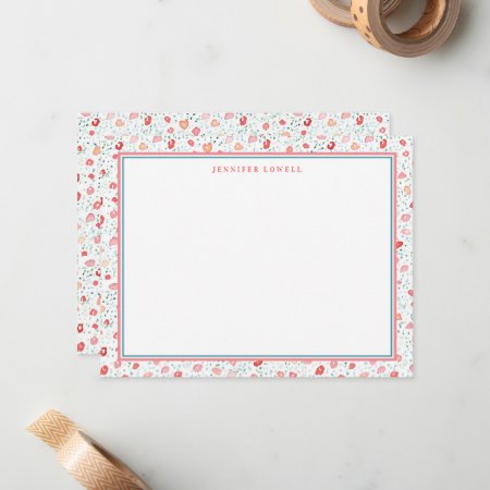Sweet Pink Ditsy Floral Personal Stationery Note Card