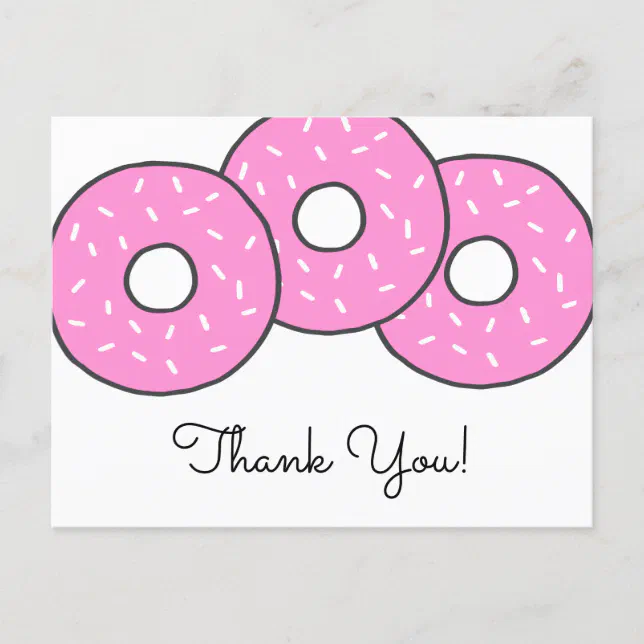 Sweet Pink Donuts Baby Shower Sprinkle Thank You Invitation Postcard ...