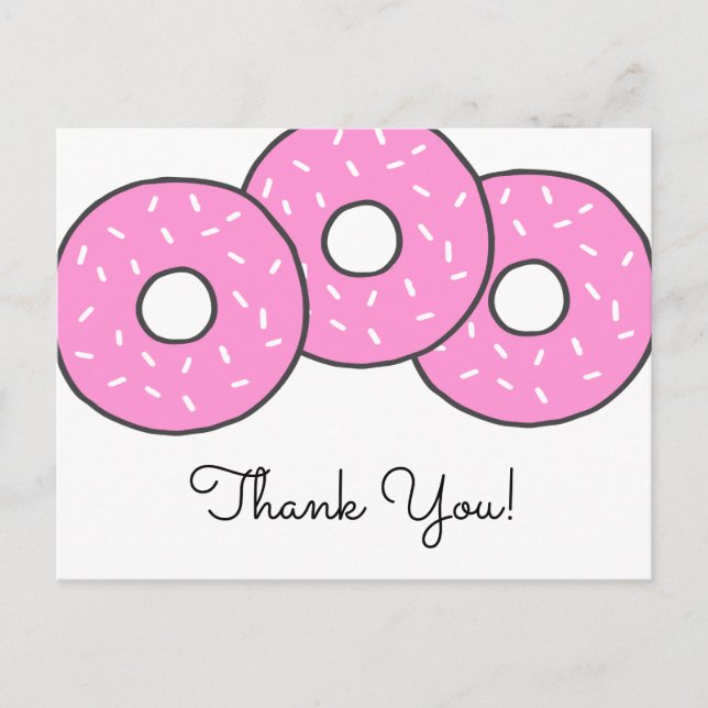 Sweet Pink Donuts Baby Shower Sprinkle Thank You Invitation Postcard (Front)
