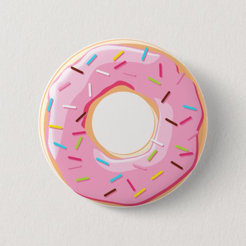 Sweet pink donuts with sprinkles toppings pinback button