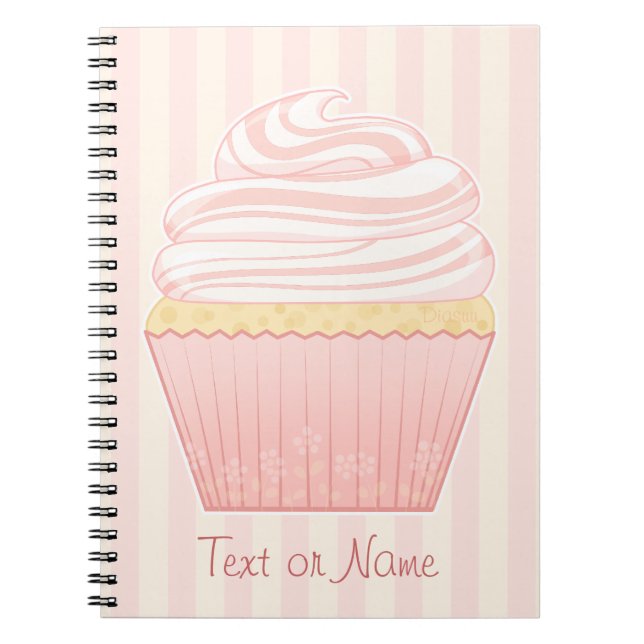 Sweet Pink Elegant Cupcake Notebook (Front)