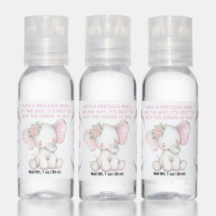 Sweet Pink Elephant Baby Shower Hand Sanitizer