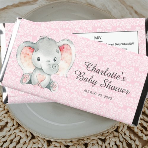 Sweet Pink Elephant Baby Shower Hershey Bar Favors