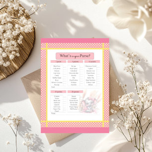 Sweet Pink Elephant Baby Shower In your Purse Game