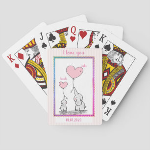 Sweet Pink Elephant Couple Poker Cards