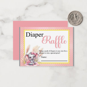 Sweet Pink Elephant - Diaper Raffle Note Card