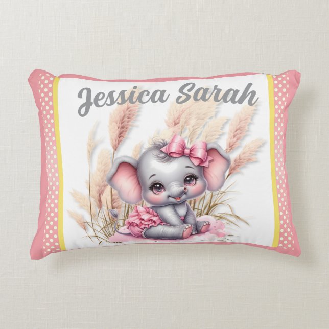 Sweet Pink Elephant - Peanut Smiles  Accent Pillow (Front)