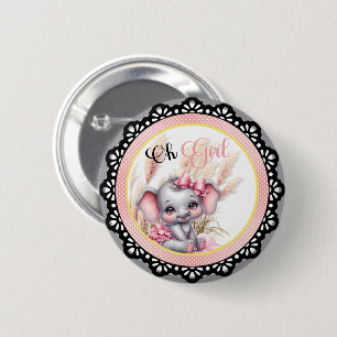 Sweet Pink Elephant - Peanut Smiles Button