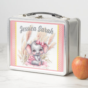 Sweet Pink Elephant - Peanut Smiles Metal Lunch Box