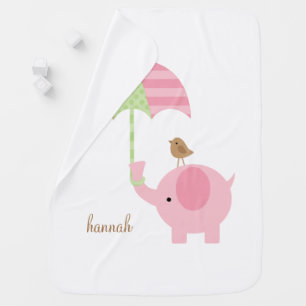 Sweet Pink Elephant Receiving Blanket