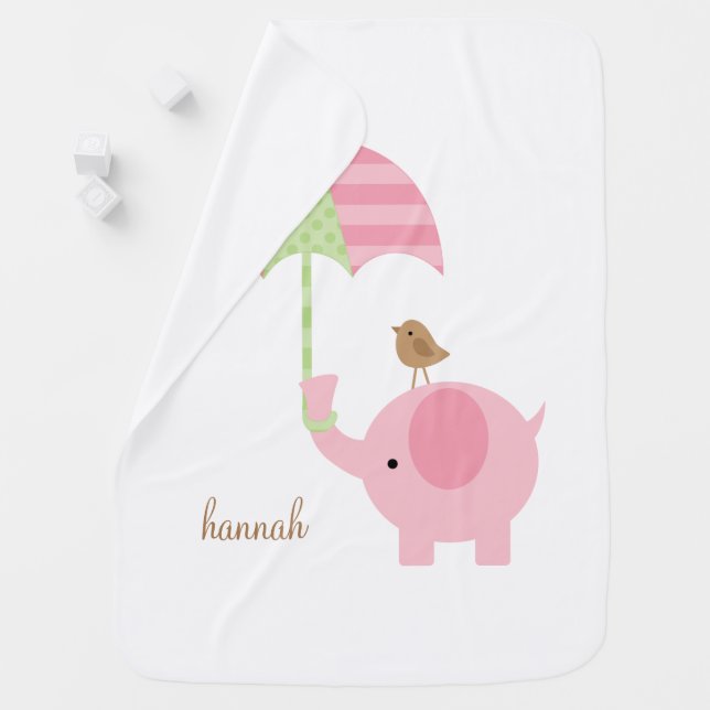 Sweet Pink Elephant Receiving Blanket (In Situ)