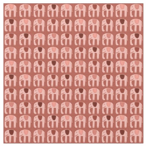 Sweet Pink Elephants Pattern Fabric