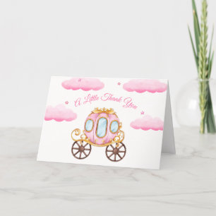 Sweet Pink Fairy Princess Carriage Baby Shower  Letterpress Thank You Card