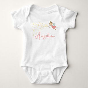 Sweet Pink Fairy Princess & Stars Whimsical Girl's Baby Bodysuit