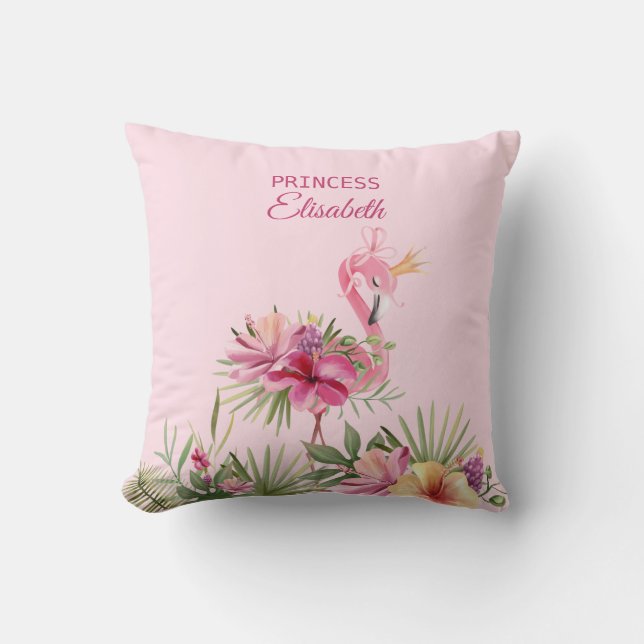 Sweet Pink Flamingo Throw Pillow (Front)