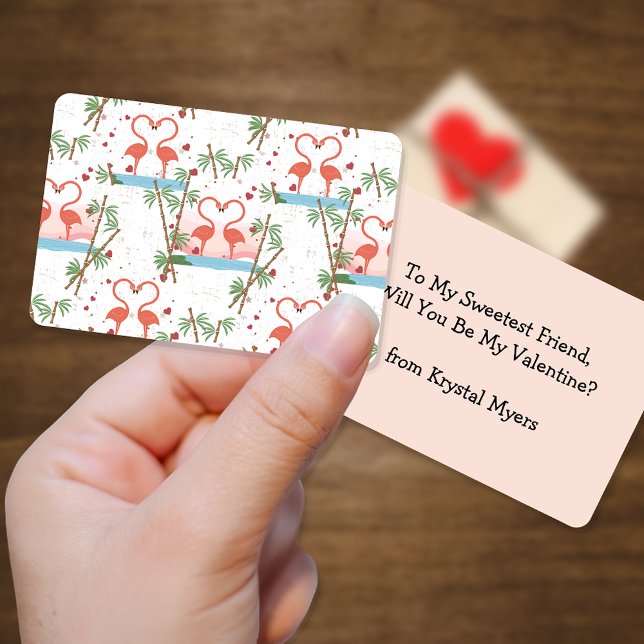 Sweet Pink Flamingos Valentine Childrens Cards (Creator Uploaded)