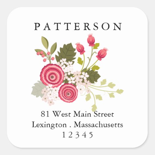 Sweet Pink Floral Garden Return Address Label