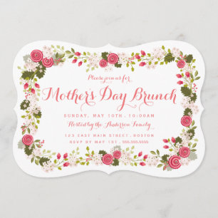 Sweet Pink Floral Mother's Day Brunch Invitation