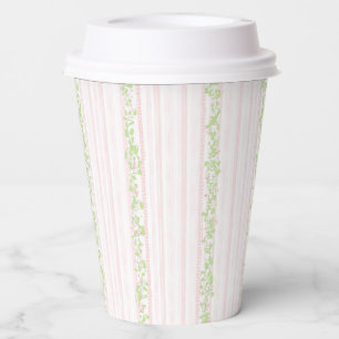 Sweet Pink Floral Stripe Bridal Shower  Paper Cups