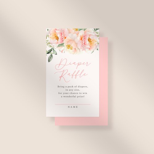 Sweet Pink Flowers Girl Baby Shower Diaper Raffle Enclosure Card